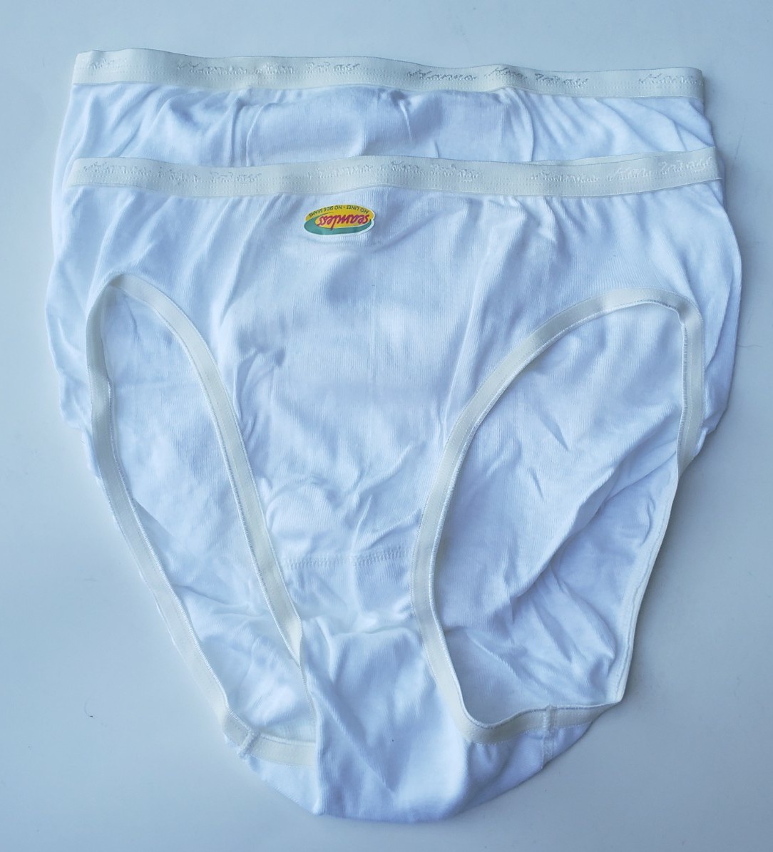 Vintage Hanes Her Way Cotton Hi-Cut Seamless Bikini Panties Size Medium 6 White