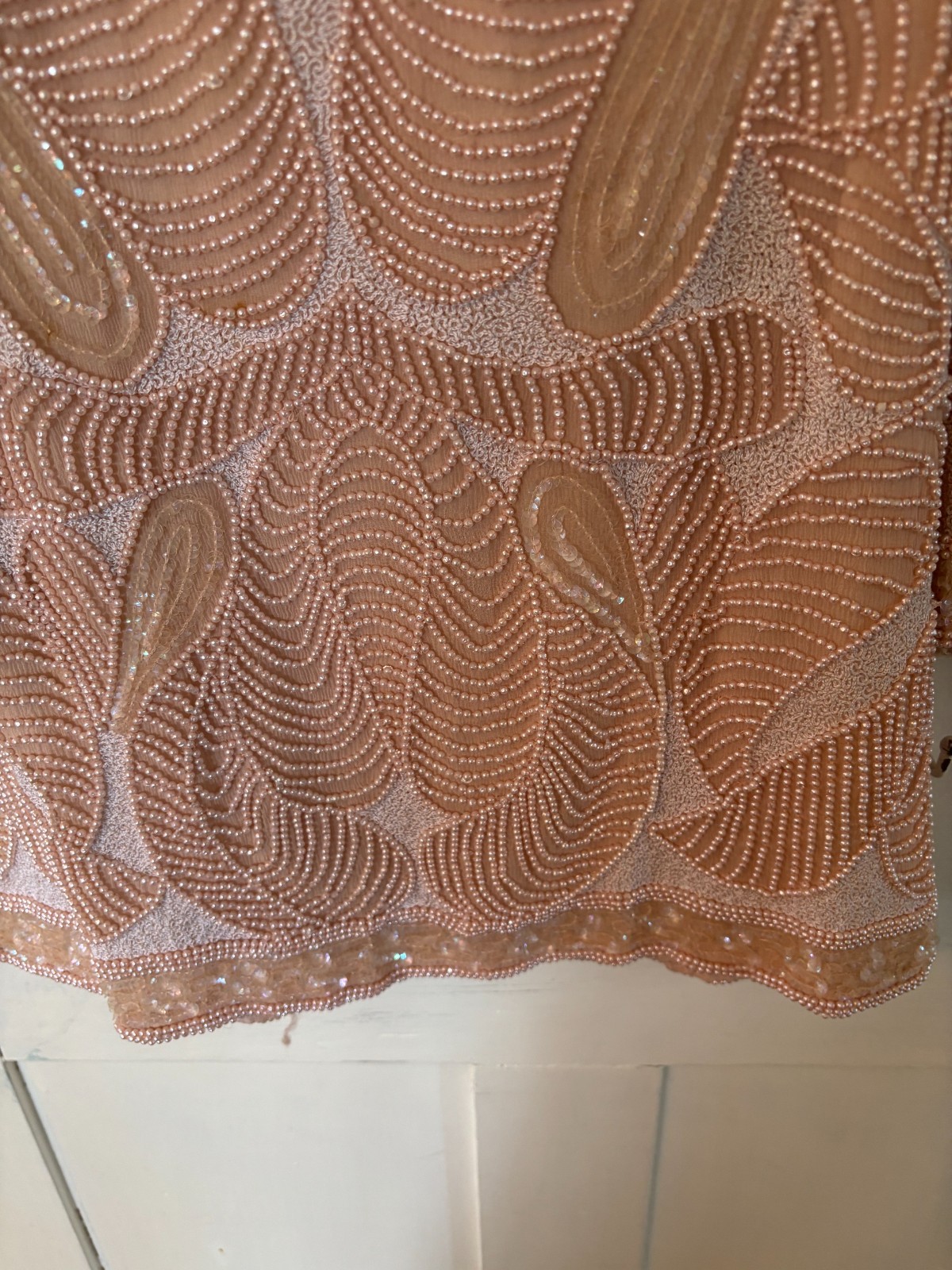 Judith Ann Creations Sequin/Pearl 2 pc Silk Pink Sz M