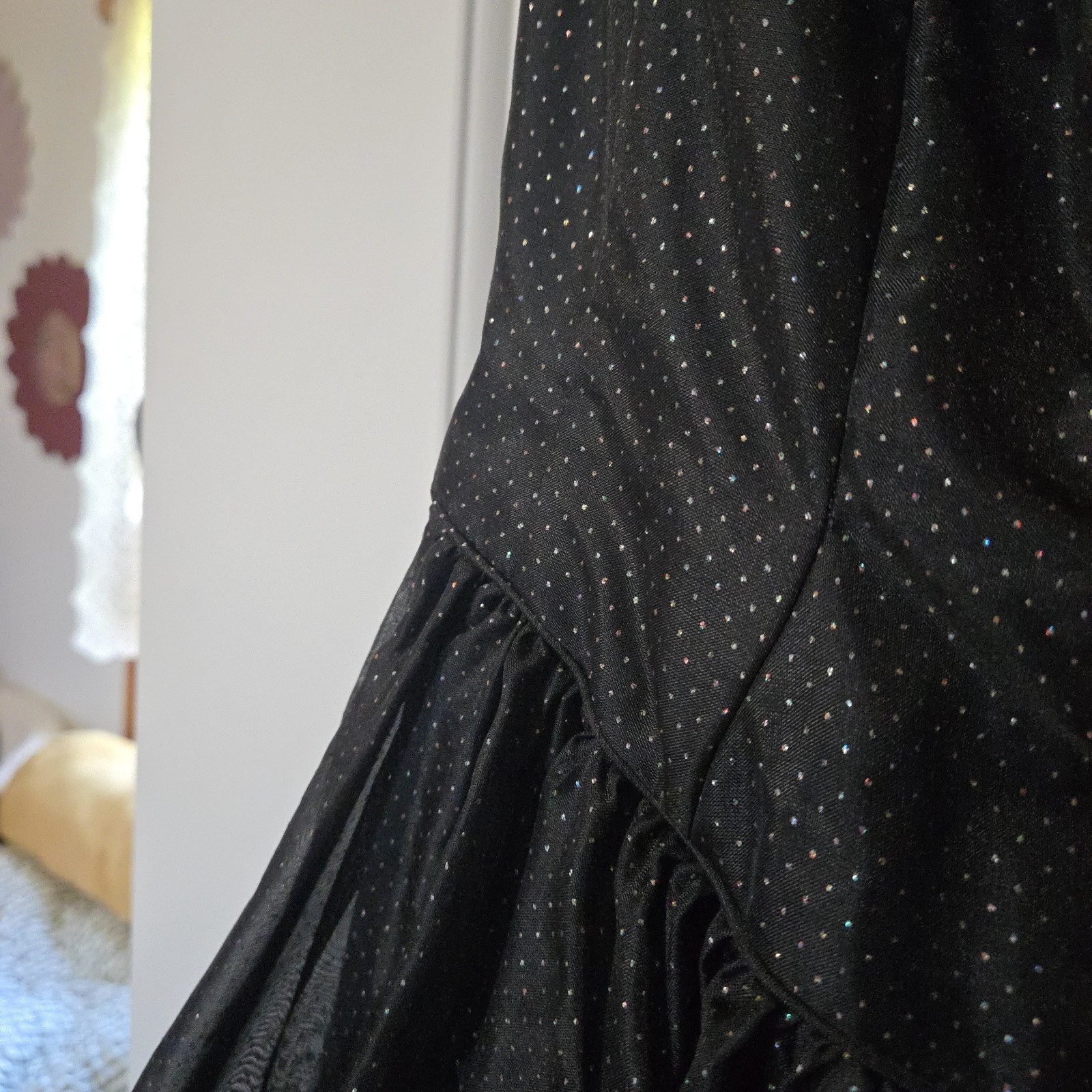 Vintage Mike Benet Formals Black Shimmer Polka Dotted Dress, SIZE 10