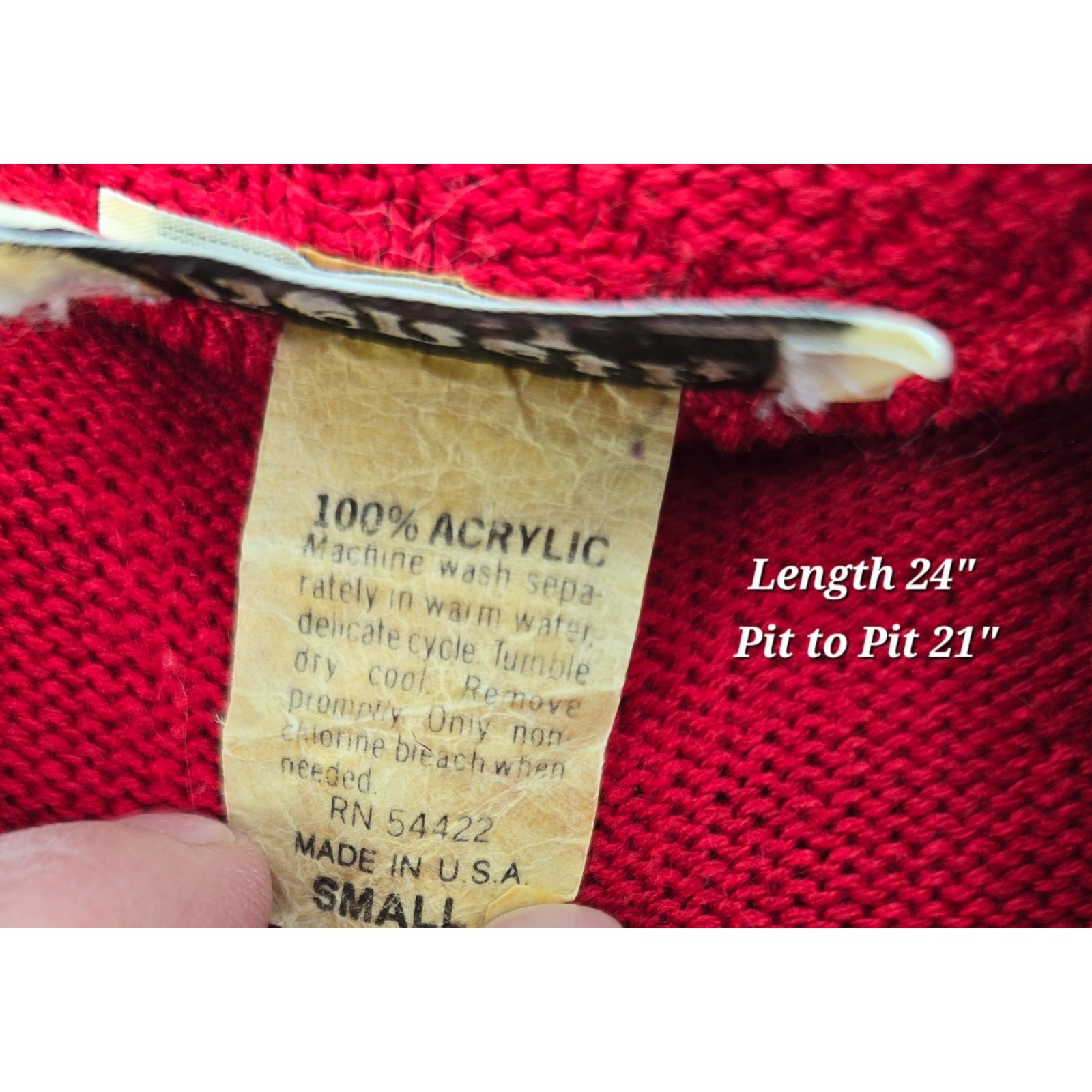 Vintage 80’s Kenneth Too Red Snowflake Christmas Knit Sweater USA Small