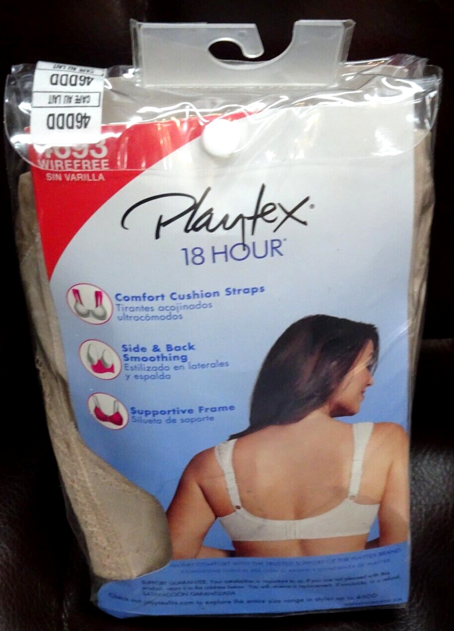 Playtex 18 Hour Ultimate Shoulder Comfort Bra Style #4693 Size 44DDD Wireless