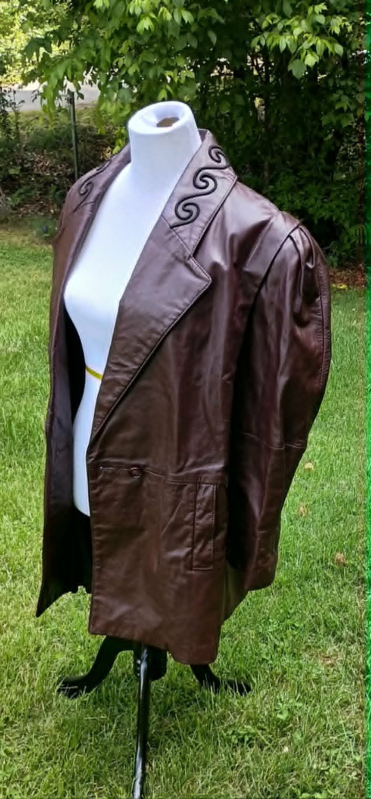 Vintage Northside Genuine Leather Jacket- Mahogany W/Scroll Embroidery on Collar
