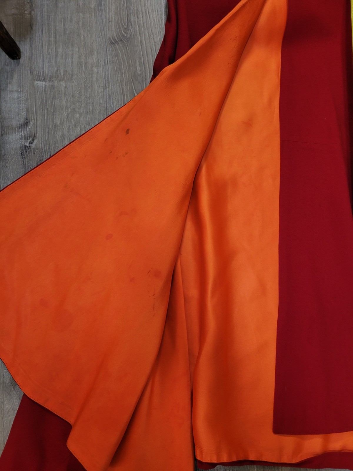 ANTIQUE 1920’S RED RIDING HOOD COSTUME CAPE Wool W Pumpkin Hood