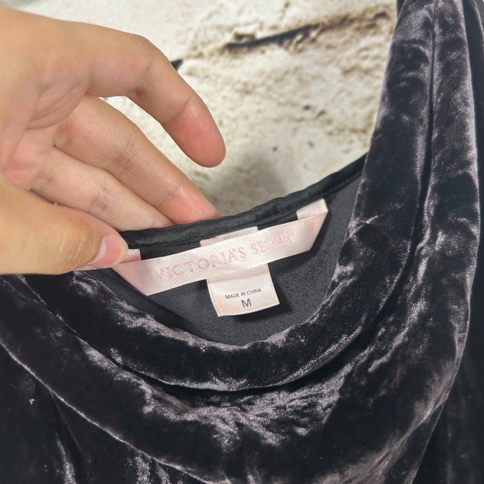 Vintage Victoria Secret Y2K Black Velvet Velour Maxi Slip Dress Silk Sheer SizeM