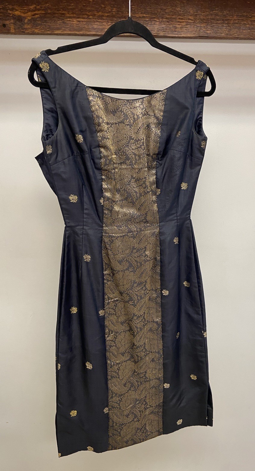 Vintage Indian Silk Dress Lot Costuming Repair Black Gold Lamé Embroidery AS IS