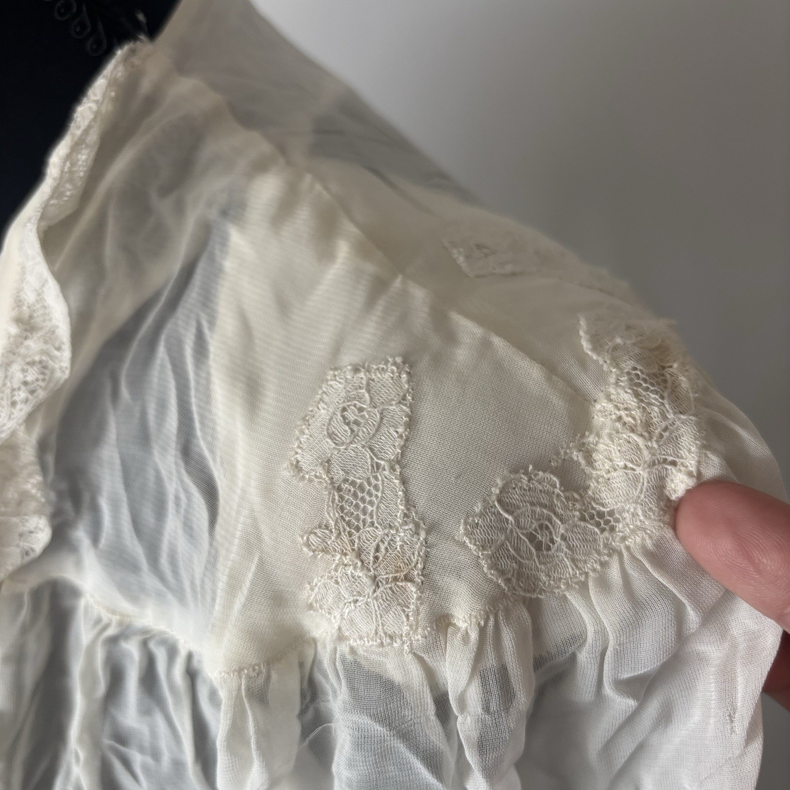 Vintage Edwardian Sheer Nightgown Lace Robe Ethereal Victorian Sheer FLAWS~AS IS