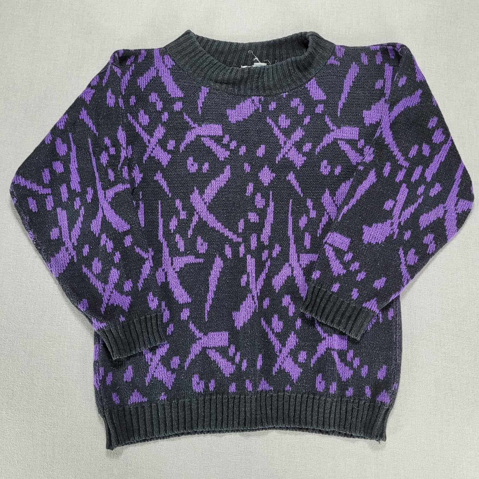 Vintage Jamie Scott Sweater Women Large Retro Purple Abstract Acrylic Blend Knit