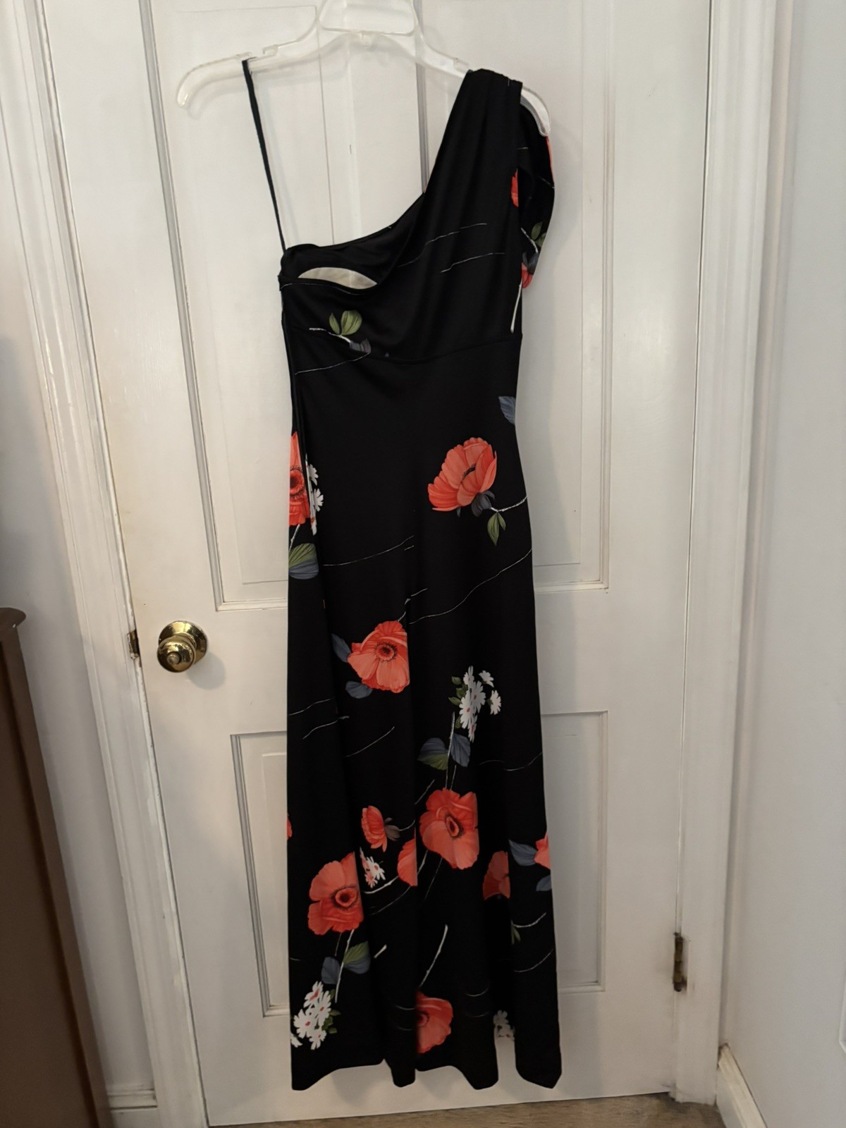 Vintage 1970s Fredericks of Hollywood One Shoulder Wide Leg Jumpsuit Black Red