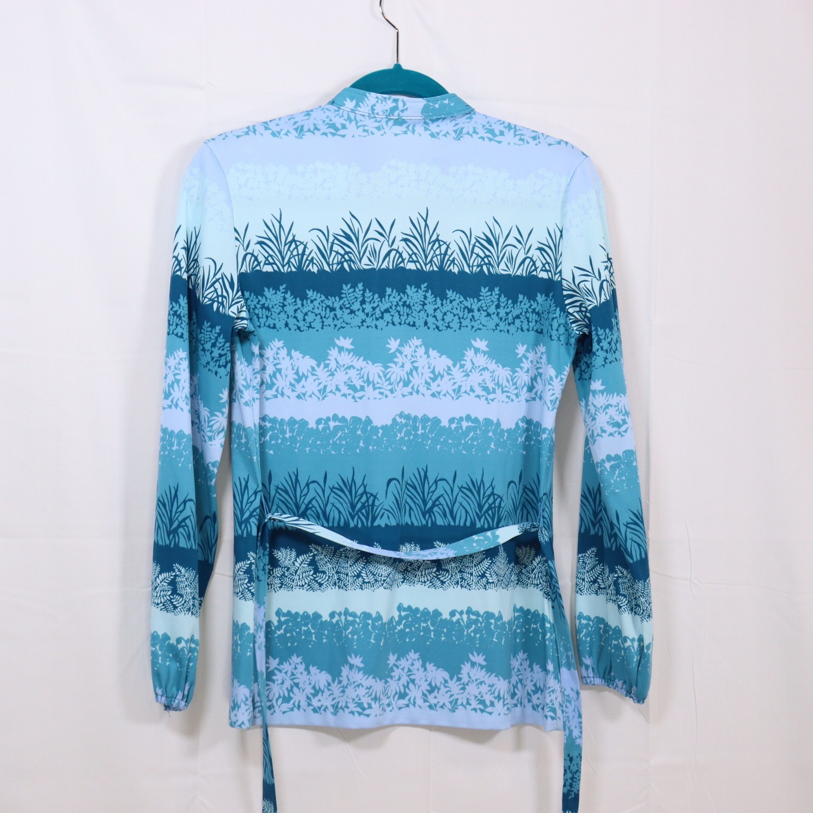Cos Cob Blouse S Blue Womens Floral Tie Waist Vintage Tunic