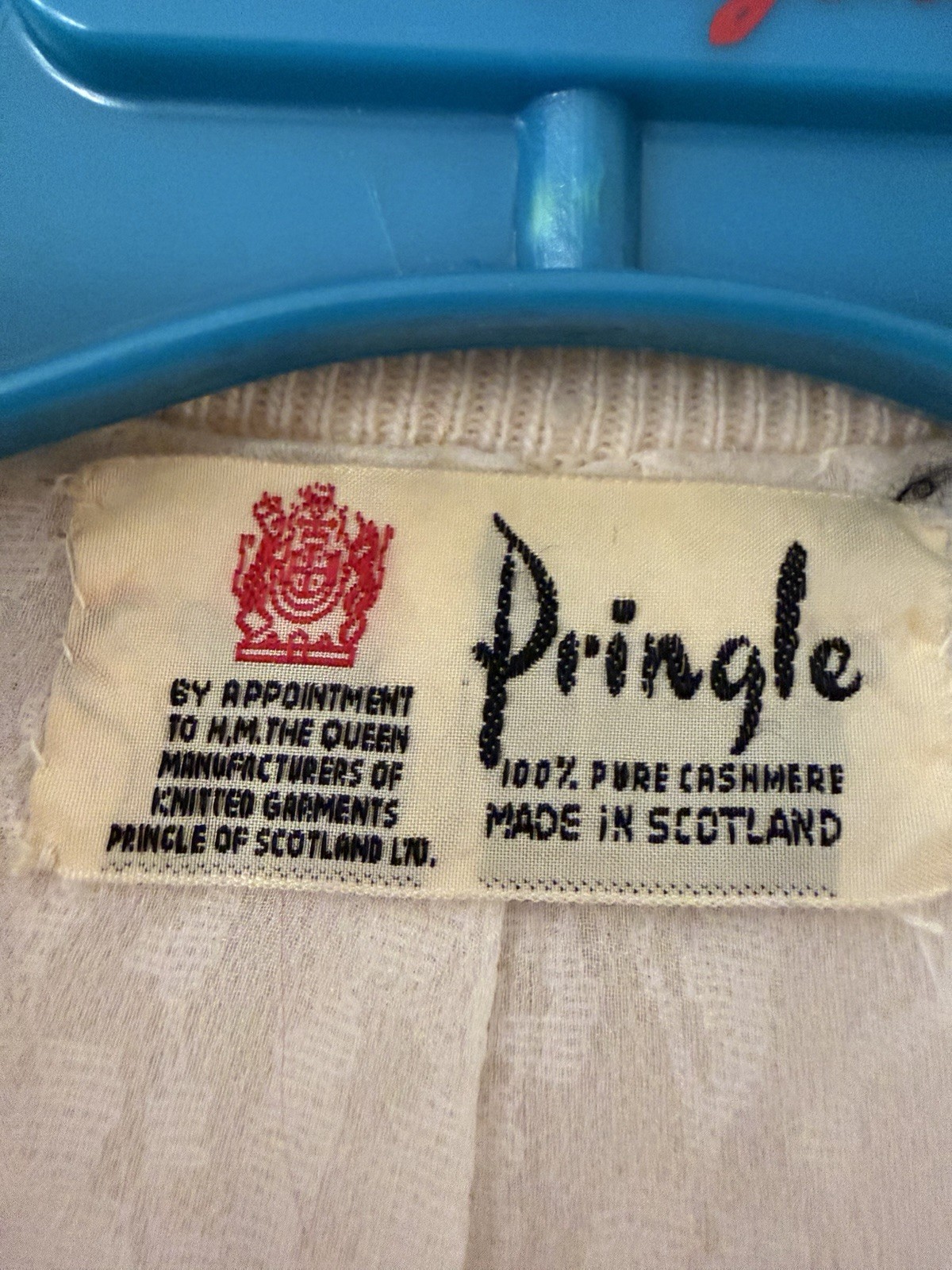 Vintage Pringle Scotland Cashmere Cardigan Mink Fur Collar Ivory Size S