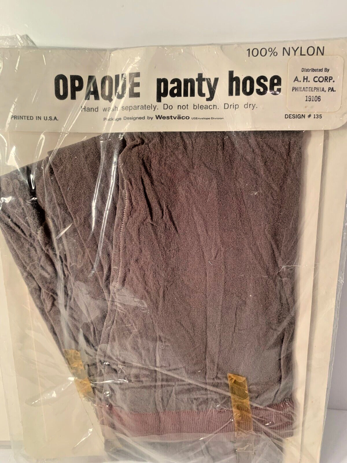Vintage Nylons Opaque Panty Hose 1980s Unused Size B 125 to 160 Lbs Black Grey