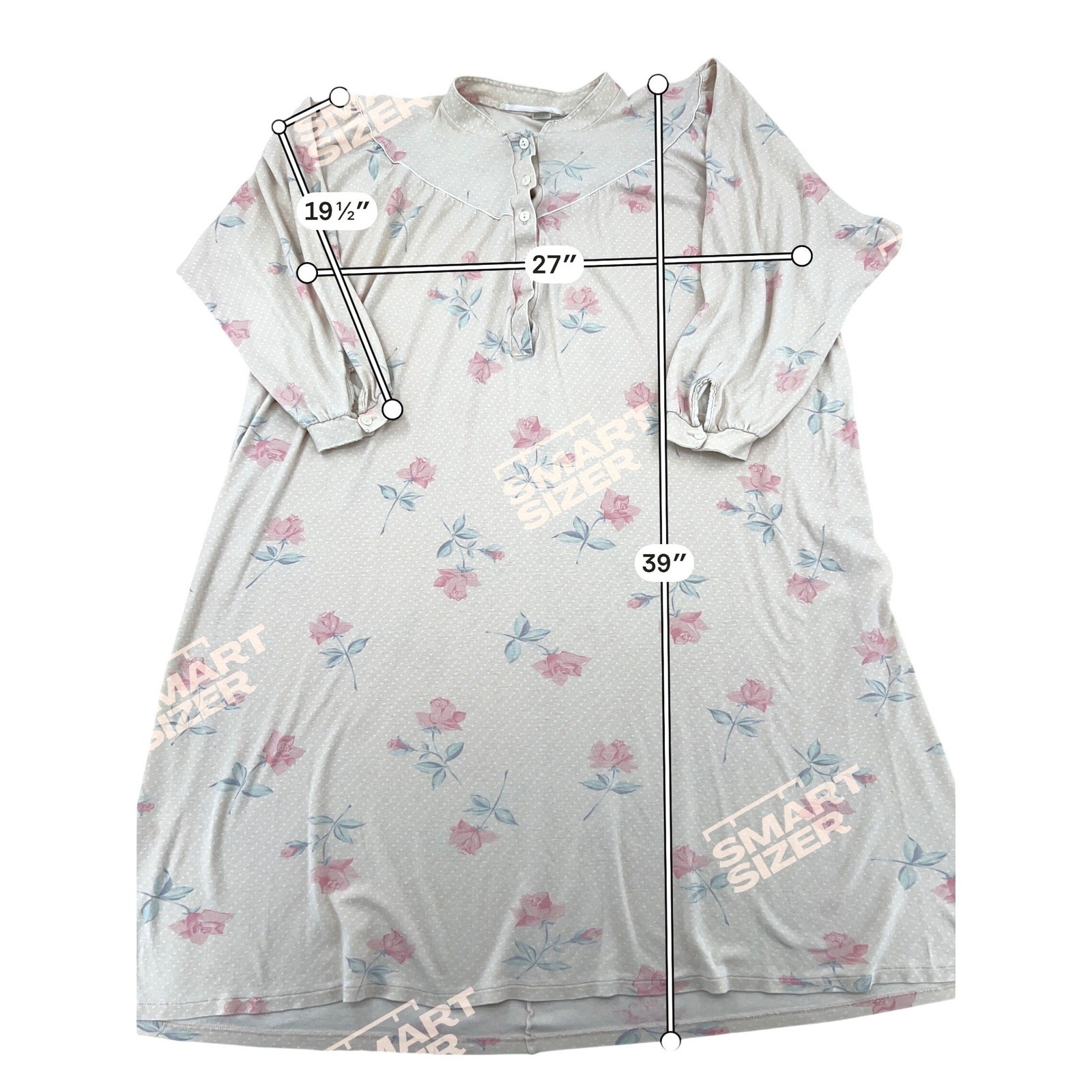Womens Vintage Nightgown M Pink Floral Polka Dot Cotton Sleepwear Calida