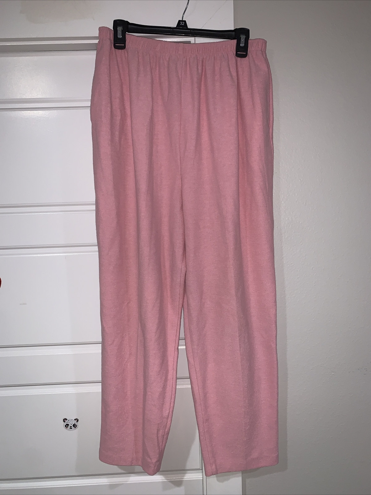Vintage Links 2 Pc SET Pink Short Sleeve Button Down Top Seashell Pattern Pants