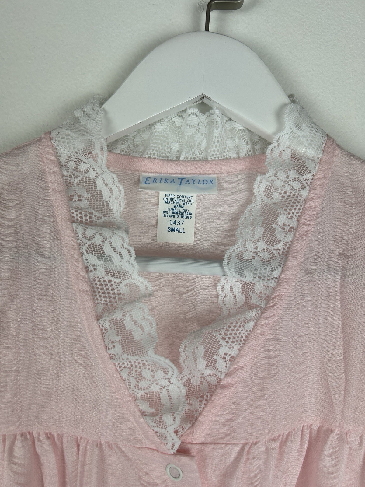 Erika Taylor Vintage Nightgown Robe Lingerie Dress Pink Lace Womens Small S