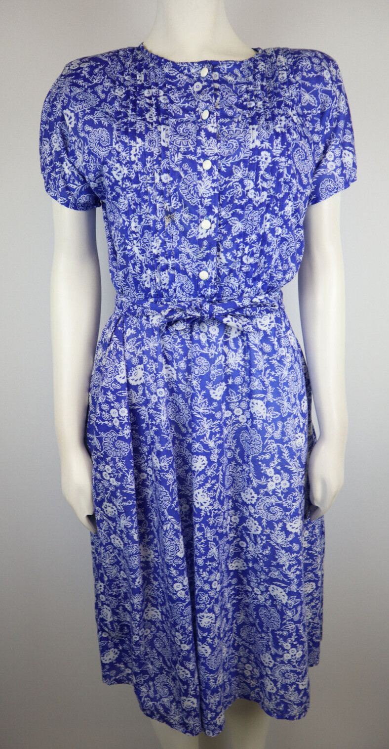 Vintage Women’s Dress Size 6P Darian Petites Blue Floral Print Belted