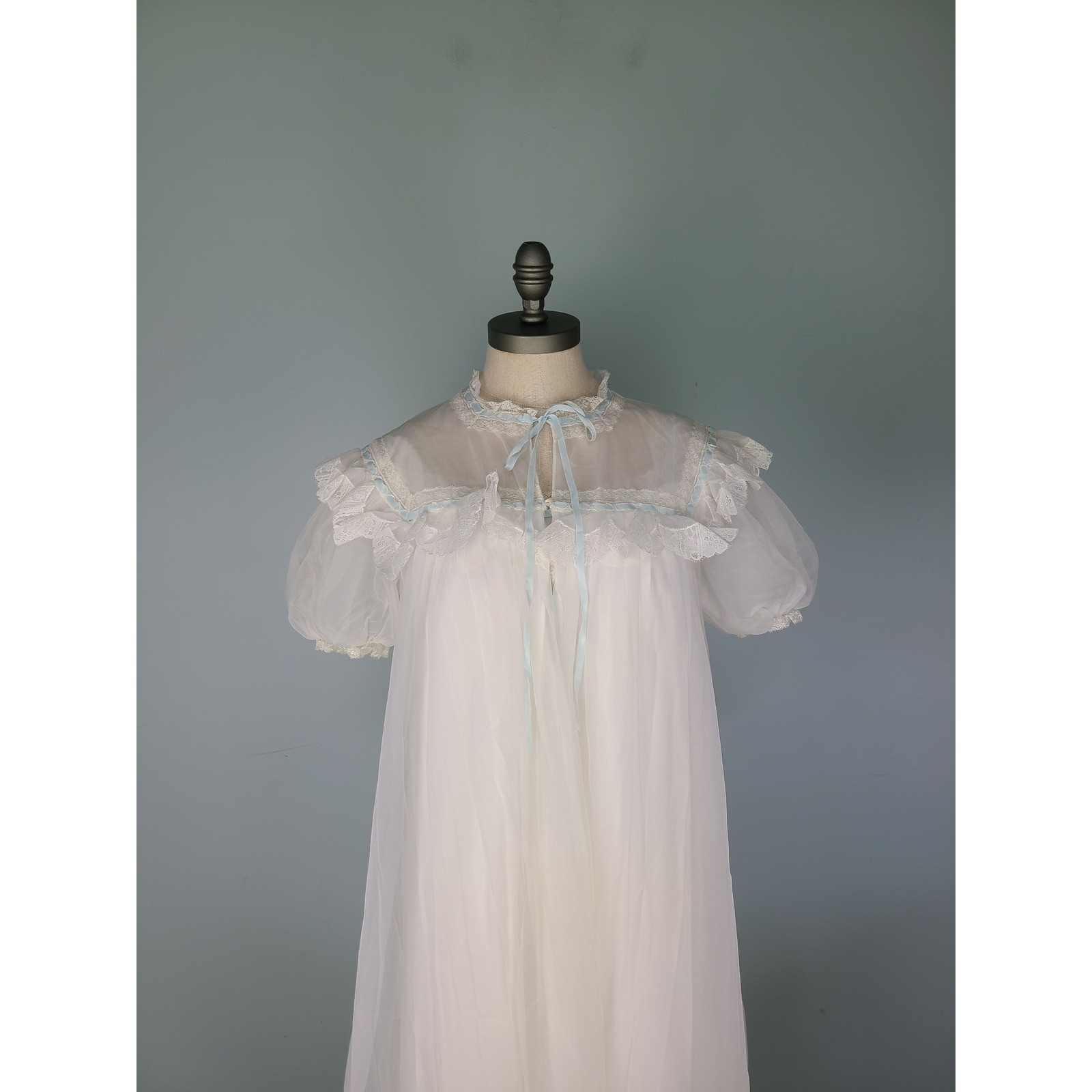 VTG Gotham Gold Stripe Peignoir Nightgown Set Ethereal Regency Coquette Bridal