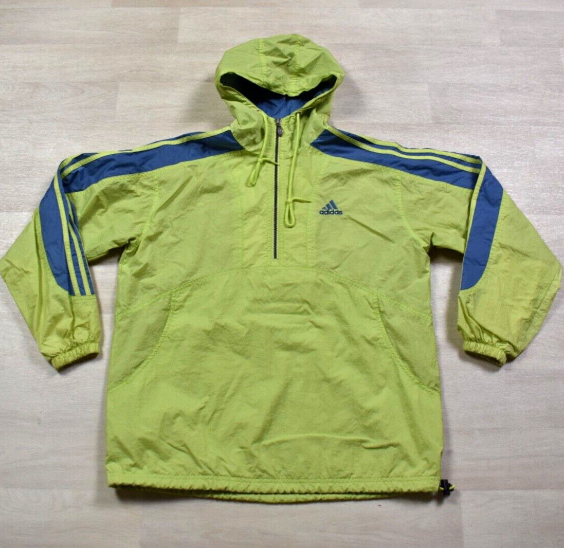 90s Y2K Womens Adidas Windbreaker Green Sporty Spice 1/4 Zip Size Small VTG