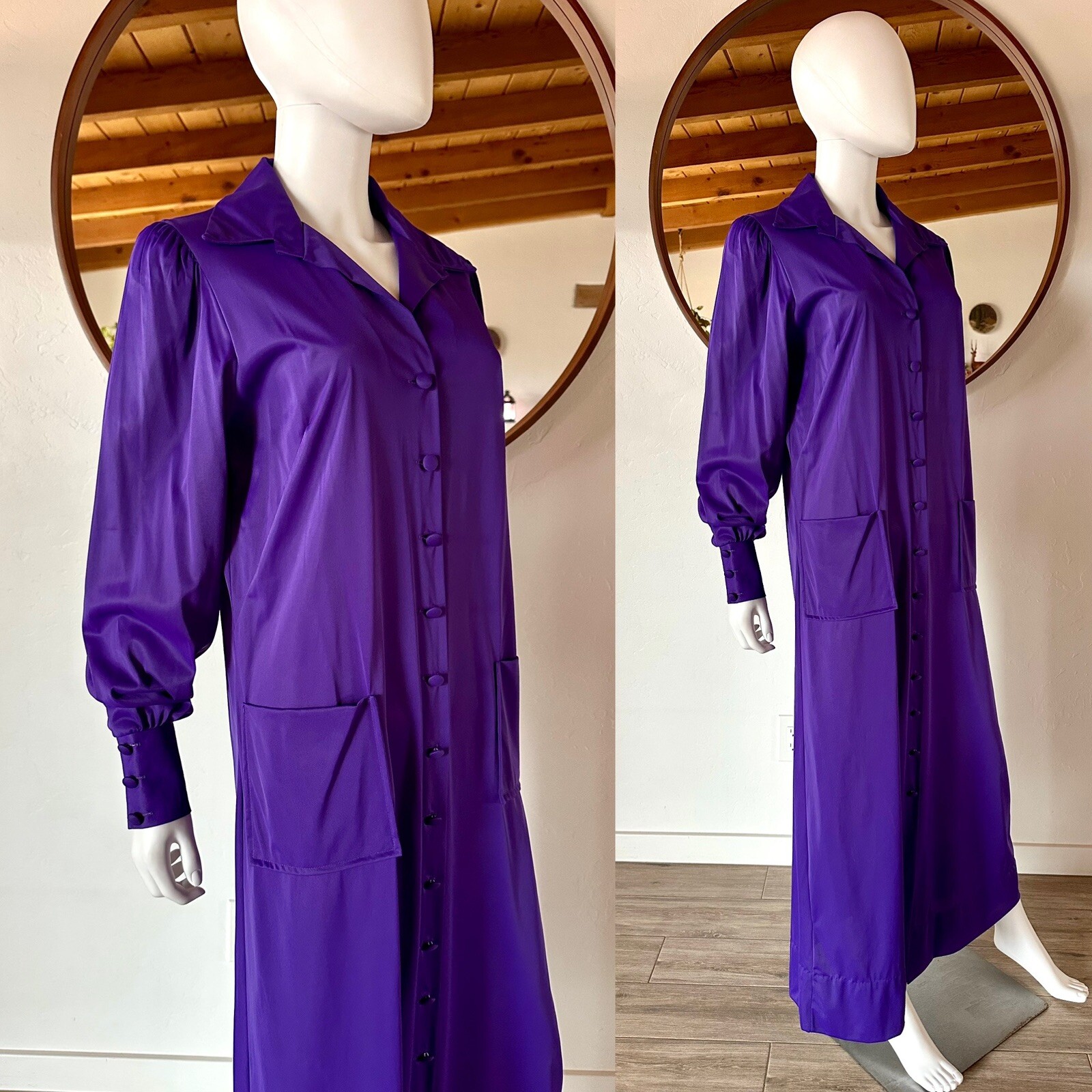 VTG 60’S LEVOY’S PURPLE MAXI HOUSE DRESS DRESSING ROBE DUSTER FITS M