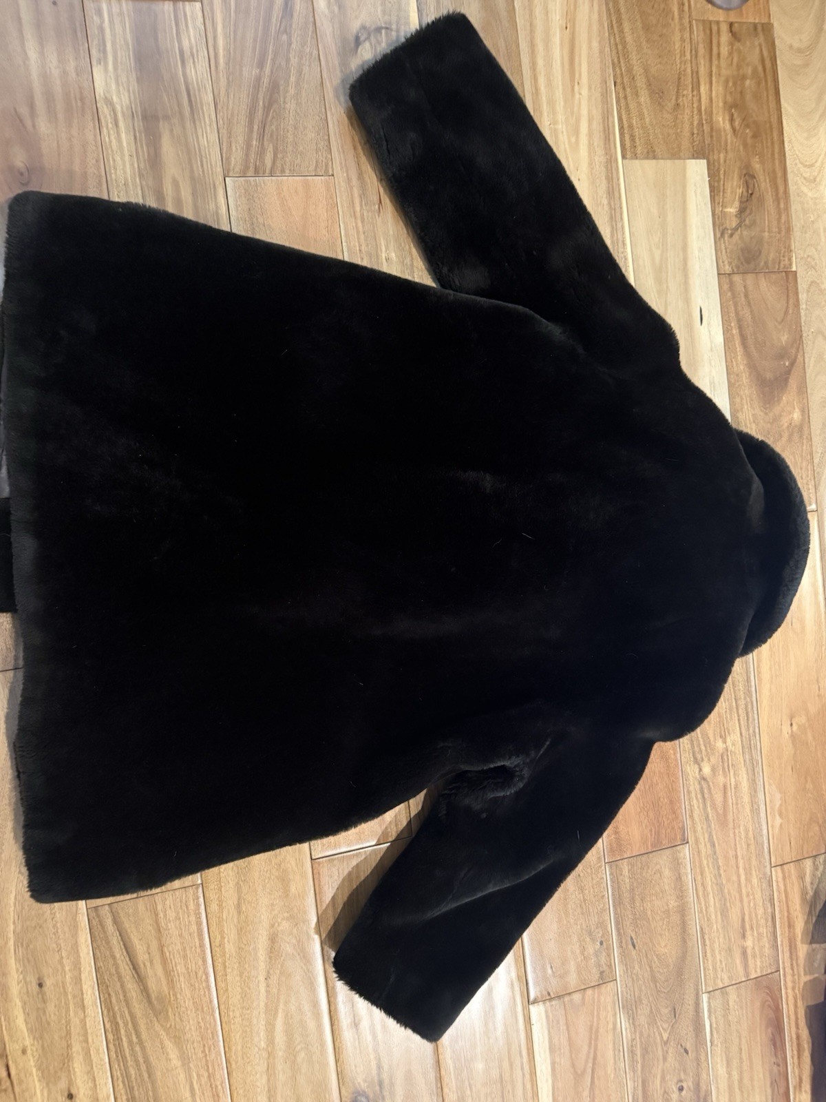 70s Borgana Sportowne Faux Fur Double Breasted Trench Coat USA teddy bear VTG