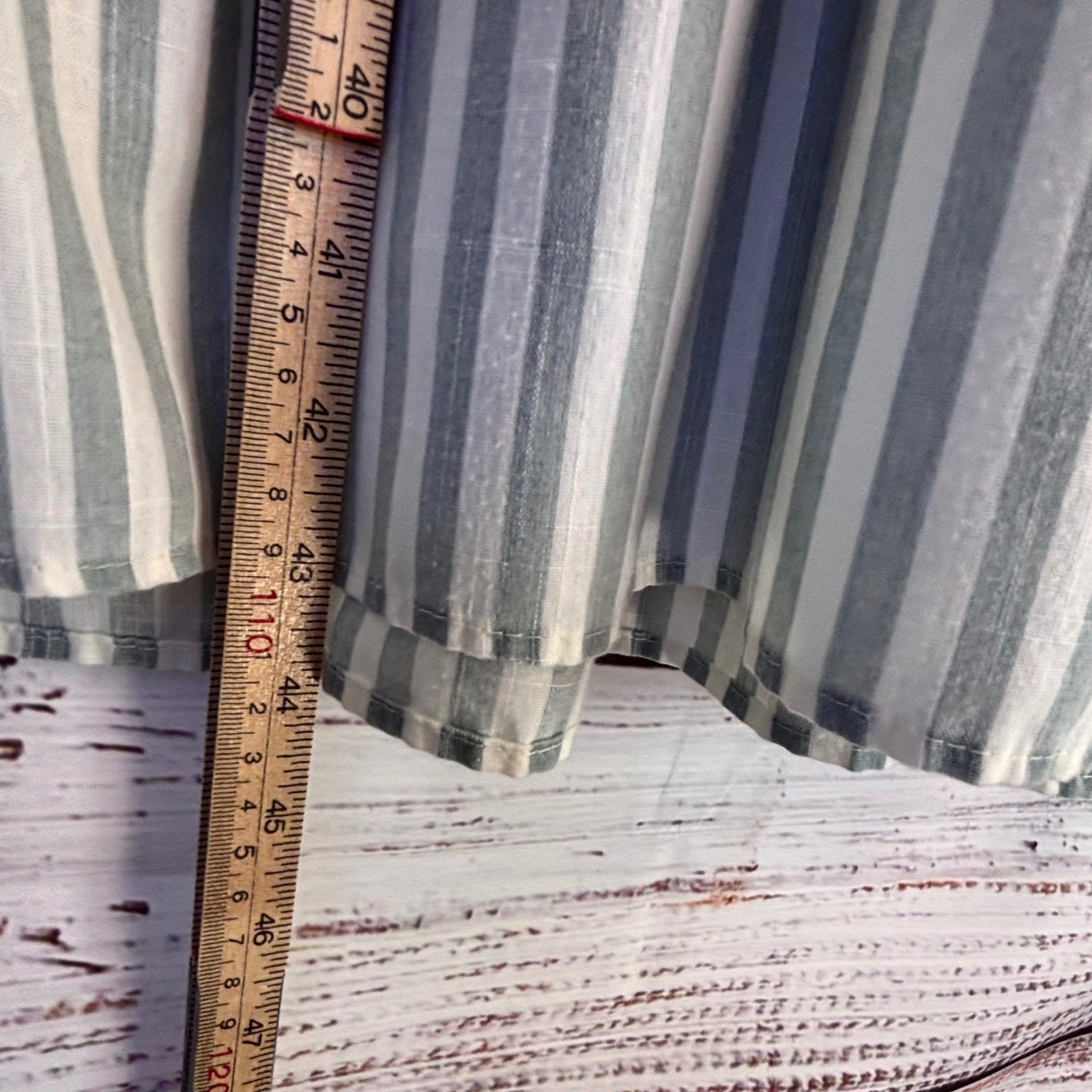 Vintage Stripe Midi Shirt Dress 14 Green White Uniform Double Breasted