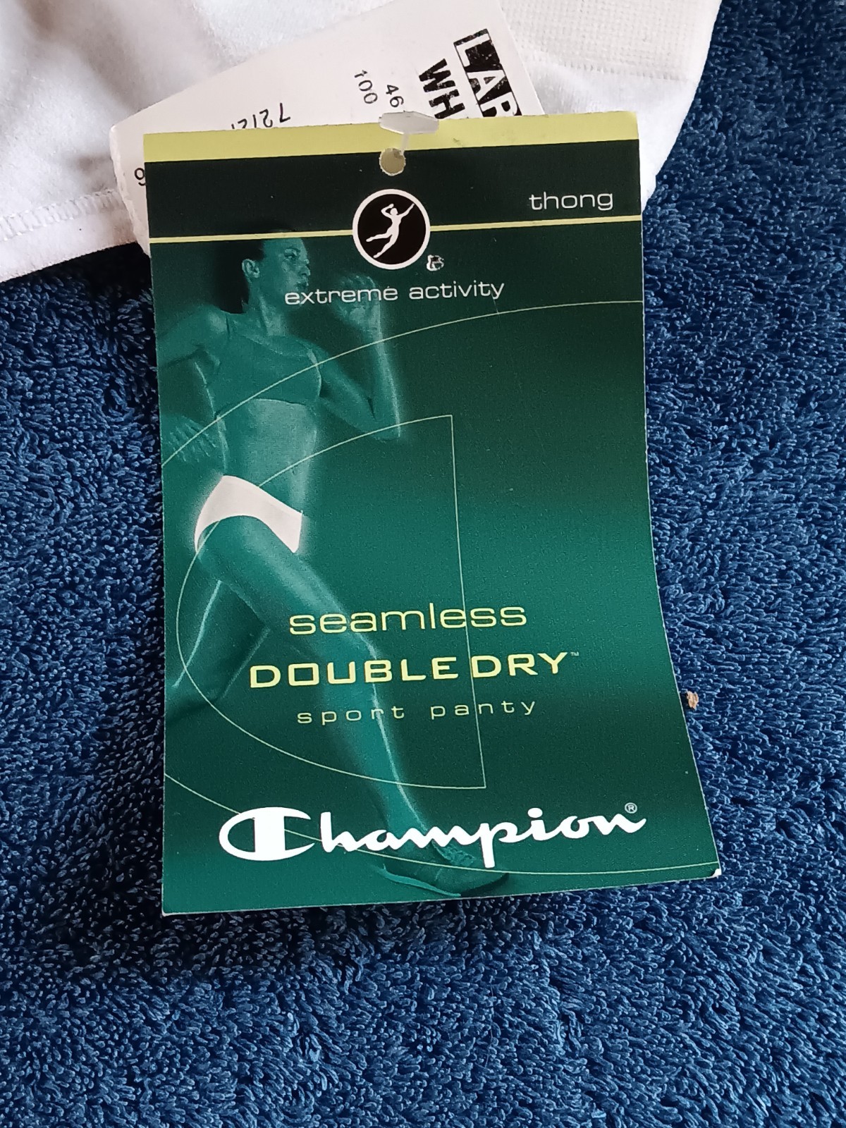 2003 VTG CHAMPION Double Dry SEAMLESS SPORT Panty L THONG 4613 NWT White Undi