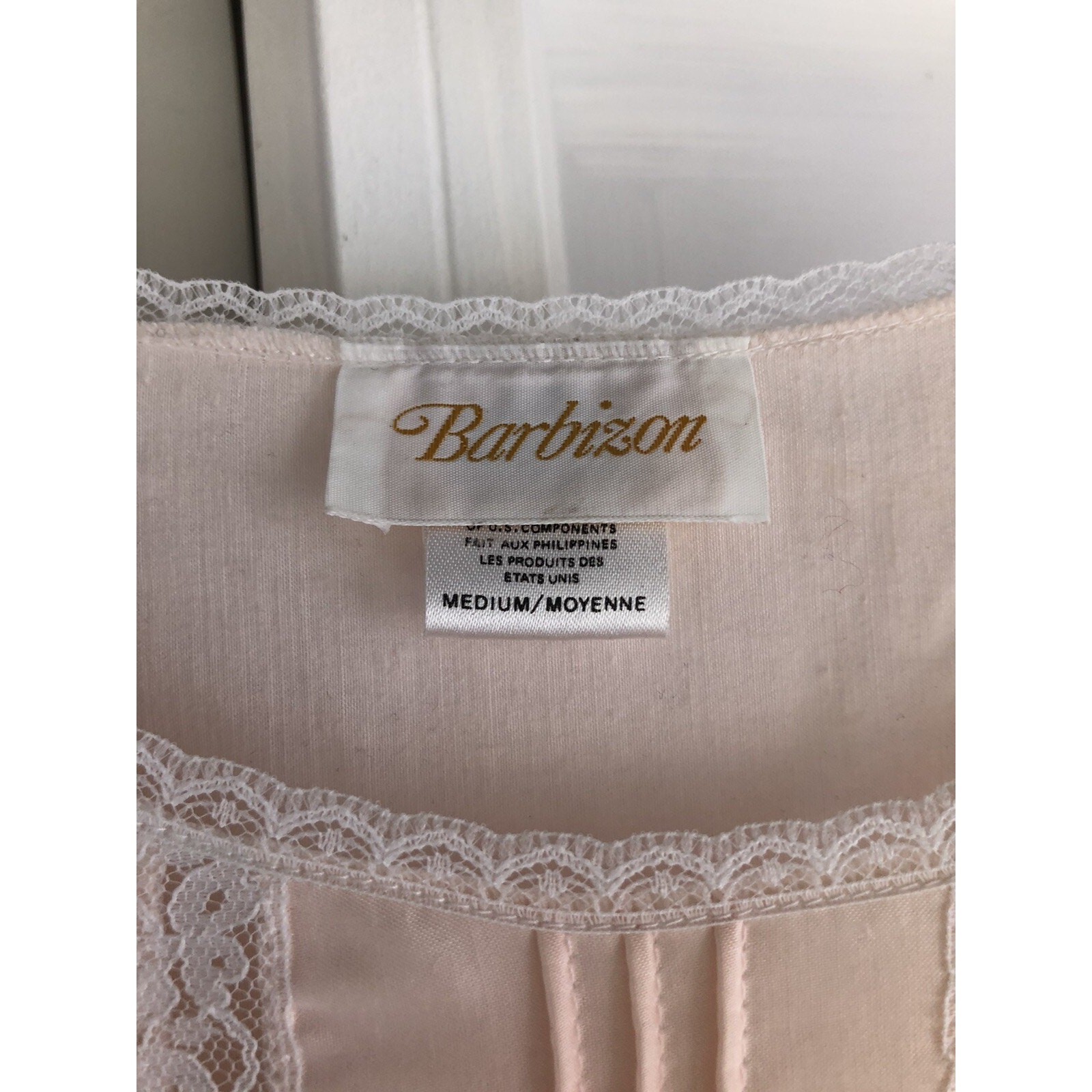 Barbizon Night Gown Vintage Pink Embroidered Size Medium Noreen Long NWT