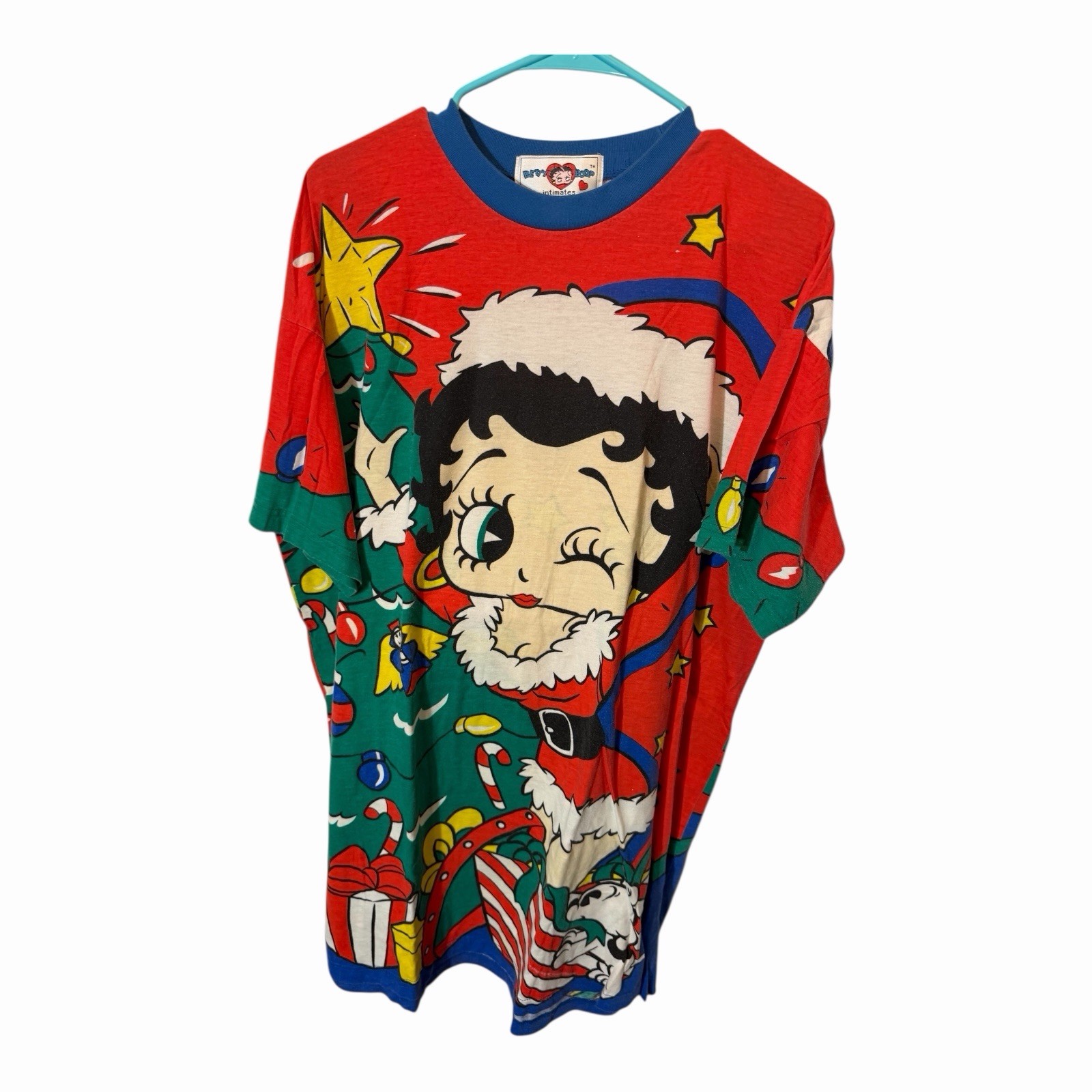 Vintage 1994 BETTY BOOP INTIMATES Christmas t shirt oversized AOP cover up 90s