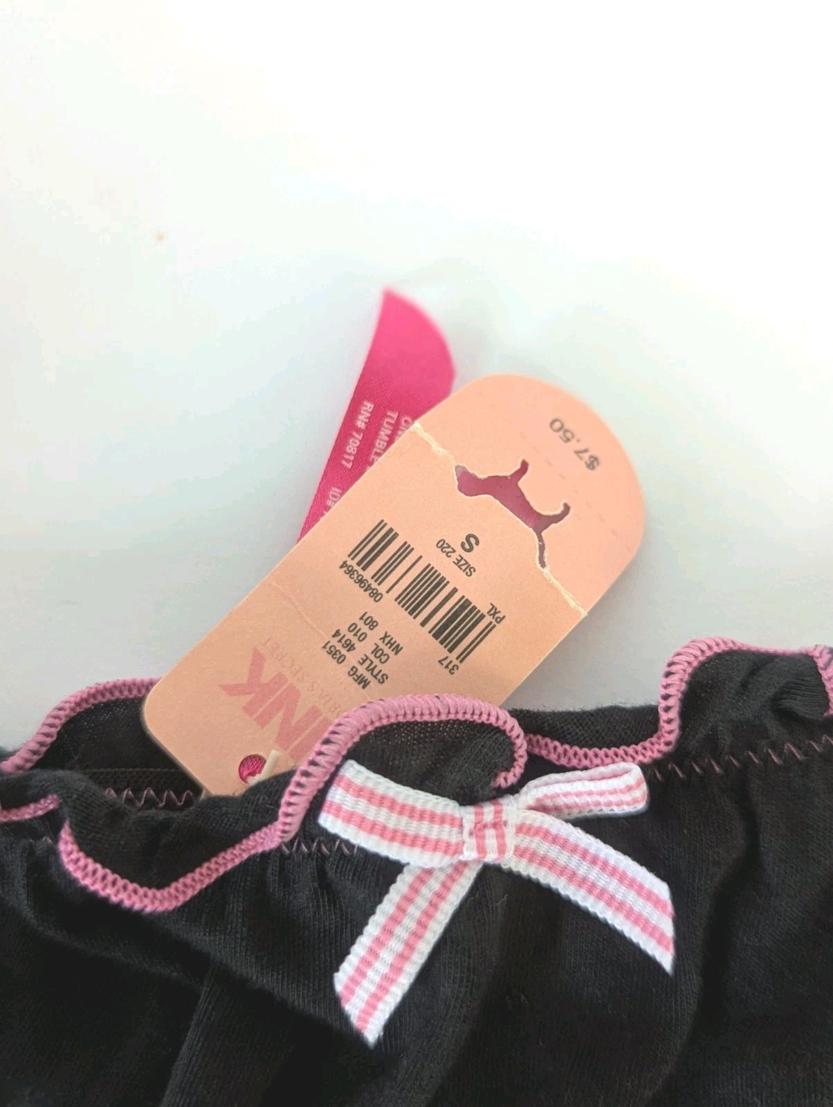 Vintage Victoria Secret Love Pink Hipster Panty Black Extra Low Rise Dog NWT