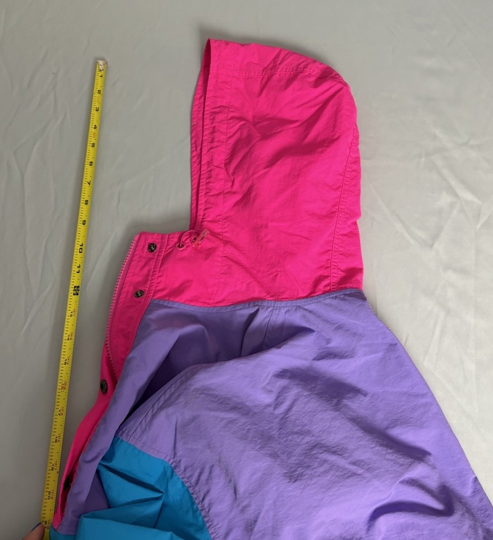 VAB Vintage Colorblock Hooded Jacket Pink Purple Blue Size M
