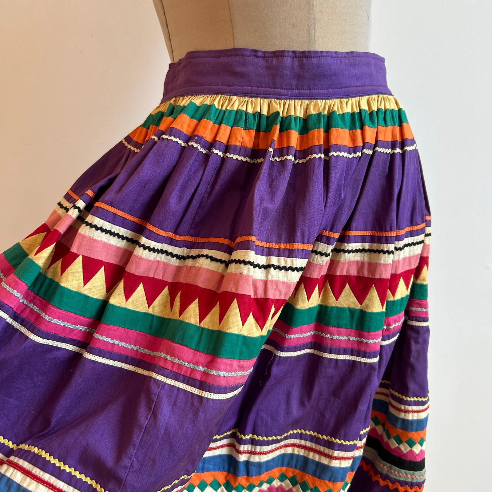 Vintage Colorful Native American Quilted Patchwork Skirt Seminole