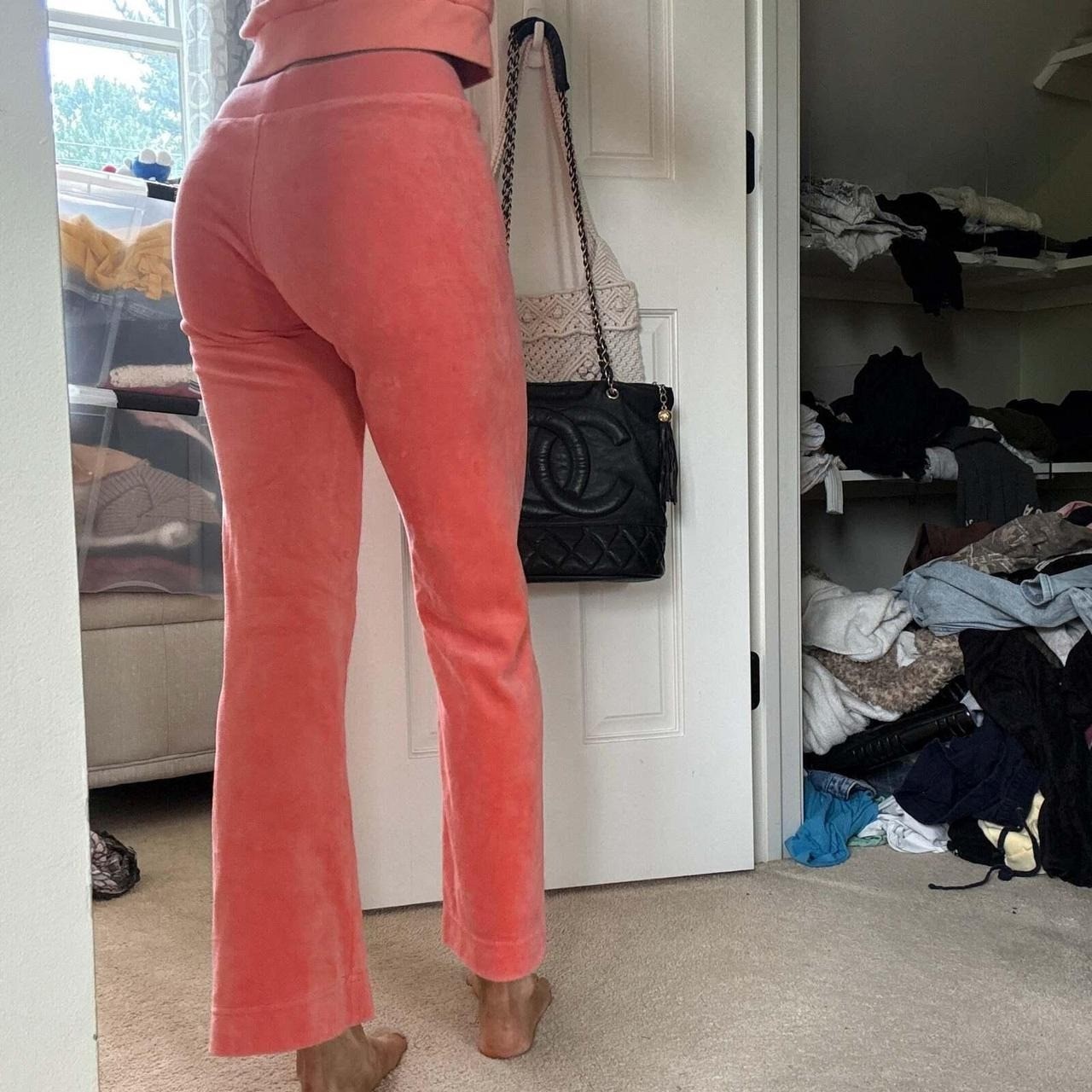 Vintage Juicy Couture Y2K Cherry Coral Pink Velour Tracksuit Set 2-piece size S