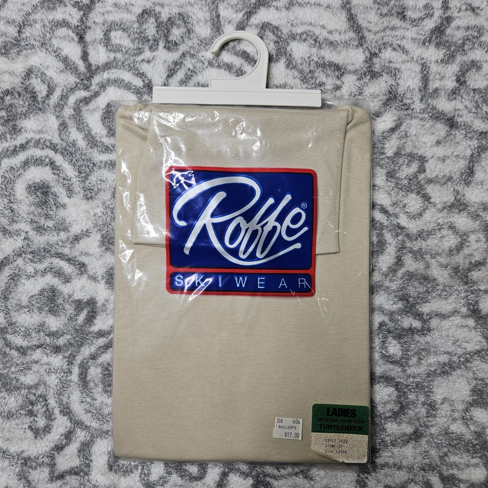 Roffe Beige Vintage Long Sleeve Turtle Neck SKI Wear New In Package Made In USA