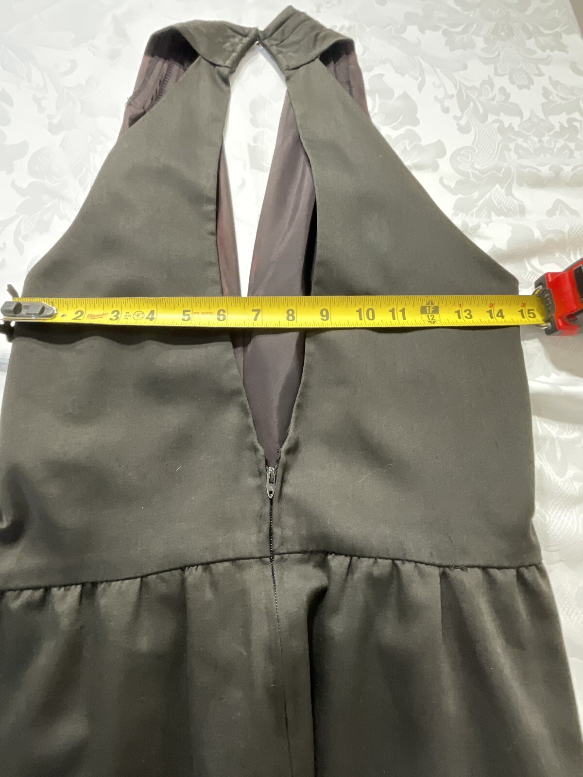 Vintage AJ Bari Dress 80s 90s Dark Pewter Color Dress Size 8