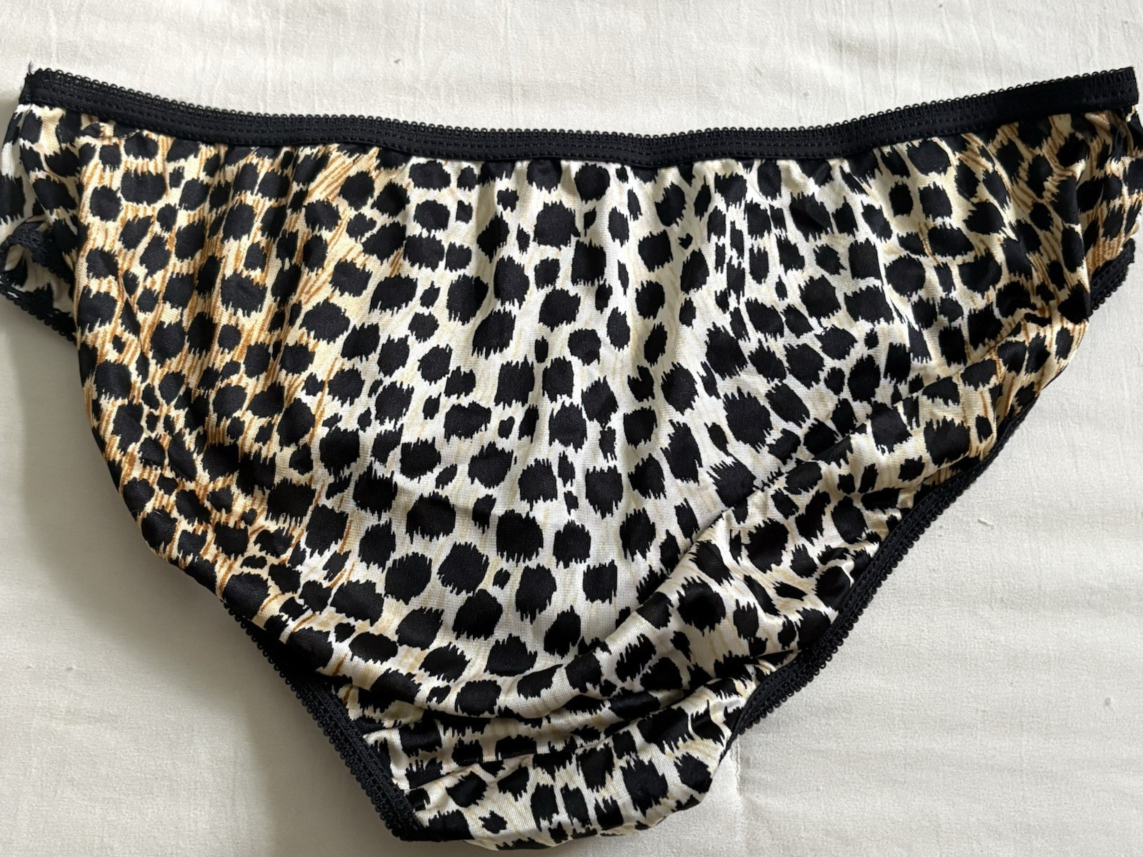 Vtg Nylon Granny Panties Sz 10 22/24 Leopard Animal Print Mushroom Gusset Briefs
