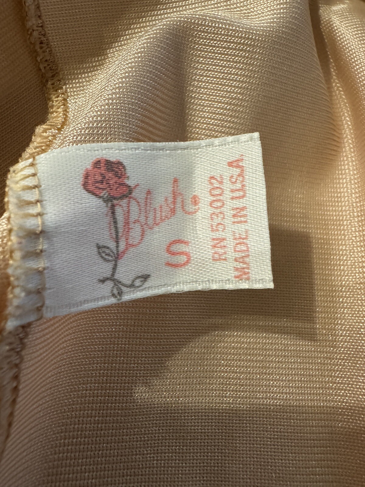 Vintage by Blush Beige Nylon Lace Trim Camisole USA Size S Stretch Lace Straps