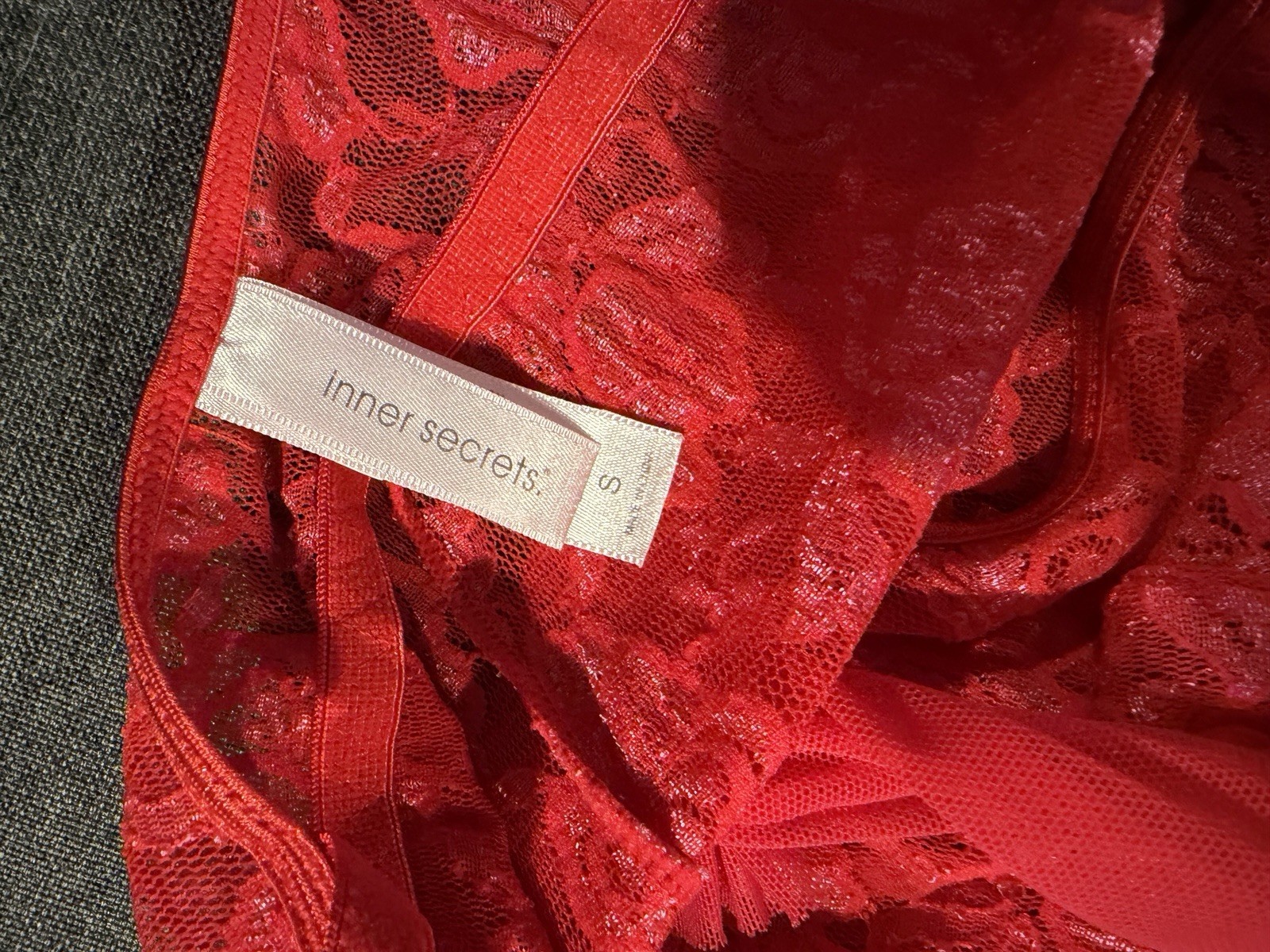 Vtg Red Bow Ruffle Bra Top Babydoll Dress Lace Stretch Lingerie Small New
