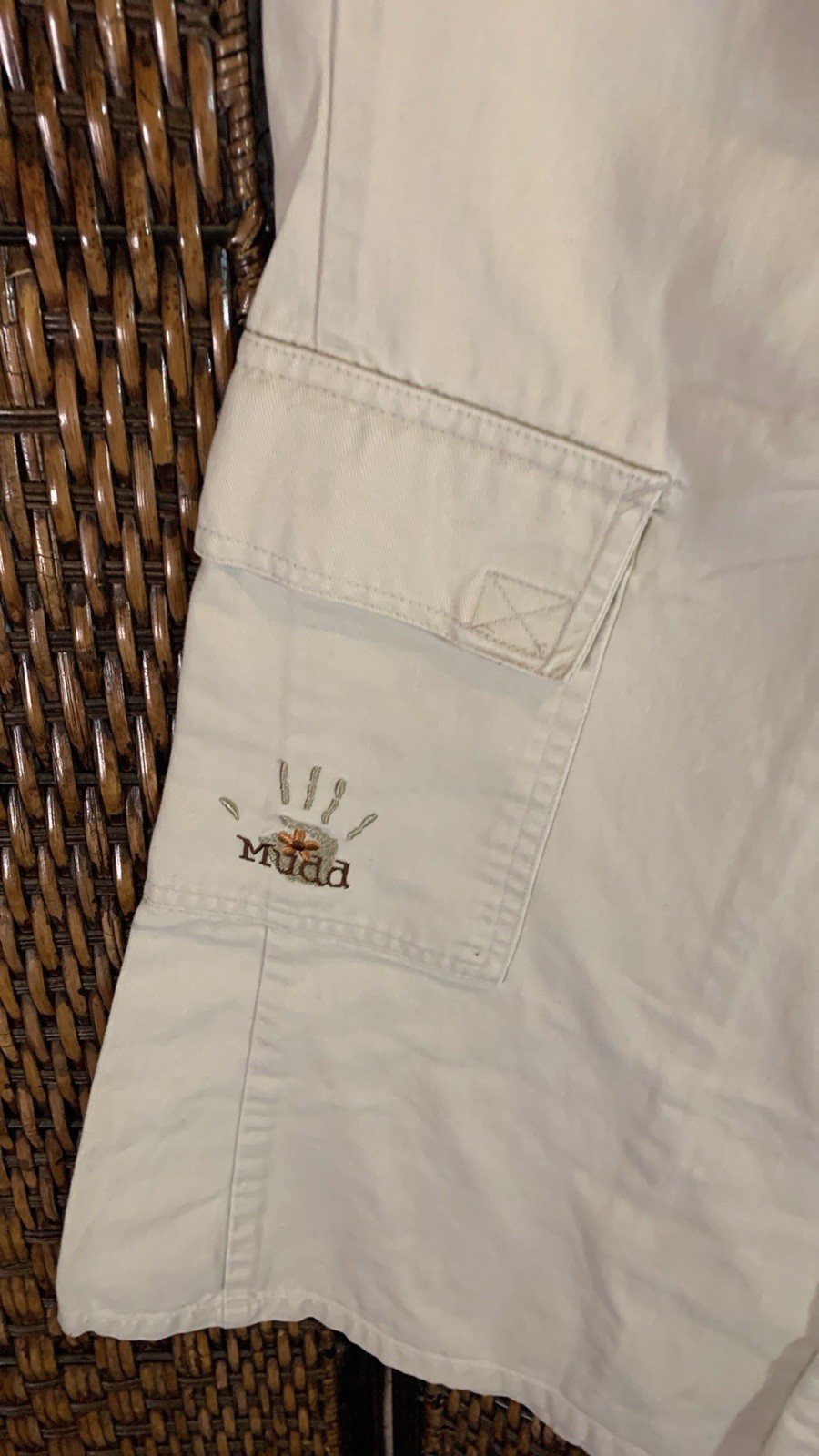 Vintage 90’s Y2K Mudd Cream Carpenter Pickets Super Flare Jeans Size 7