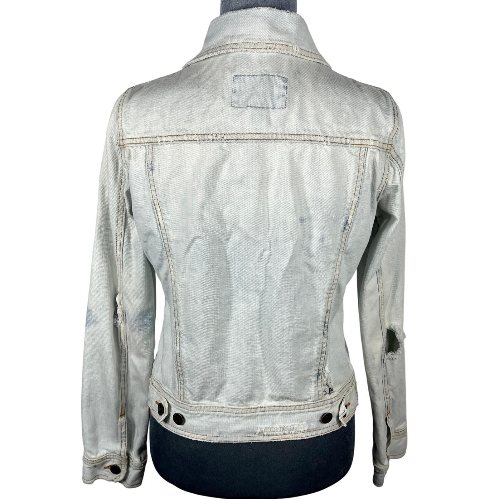 Hollister HCO Y2K Denim Jacket XS/S Trucker Distressed Bleached Thrashed Grunge