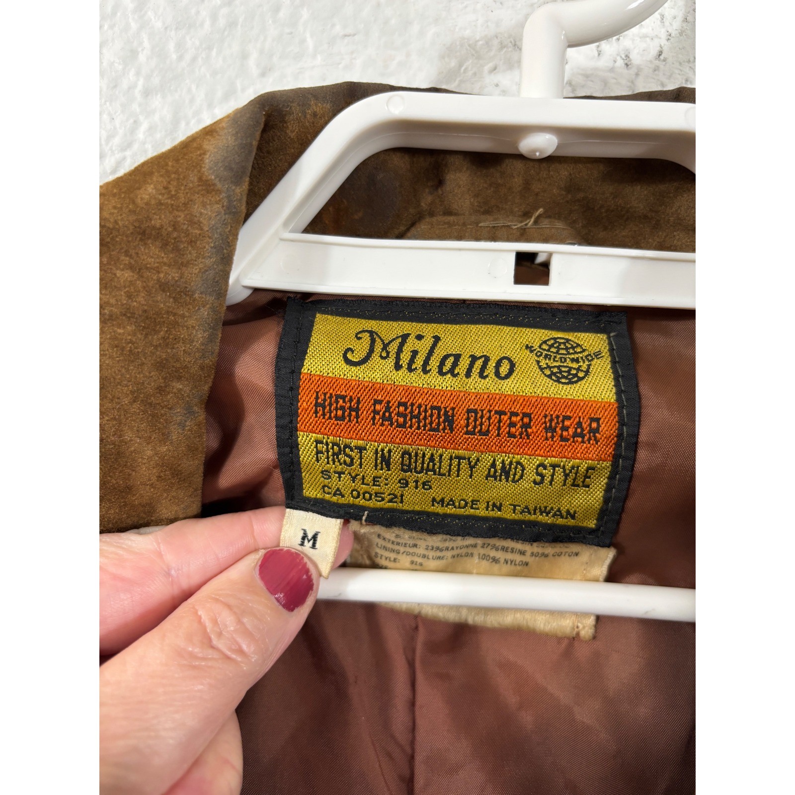 Milano Jacket Medium Brown Vintage 70s Suede Style Safari Utility