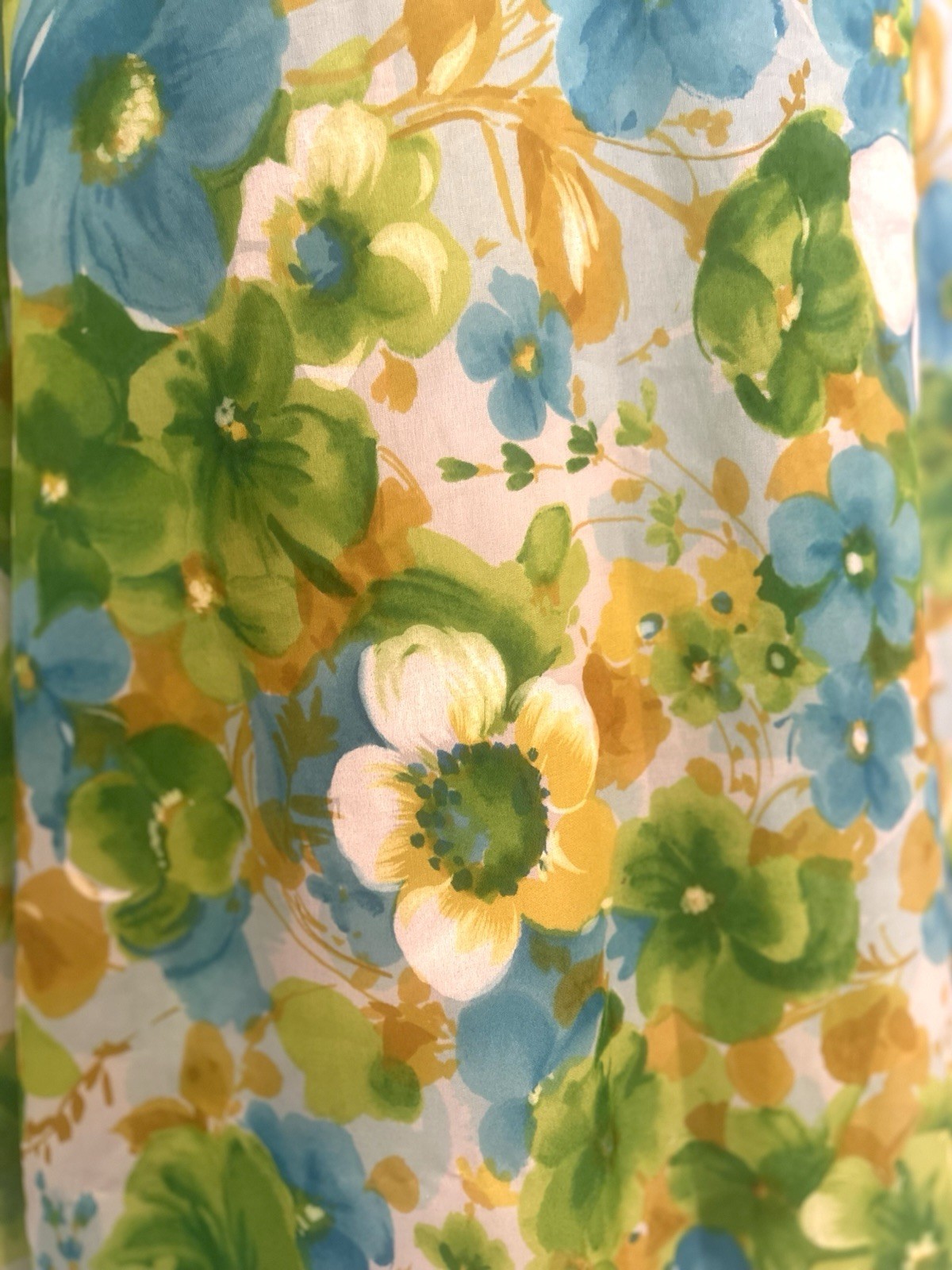 Vtg 60s 70s Goddess Hostess Fairy Floral Watercolor Gauzy Chiffon Maxi Dress