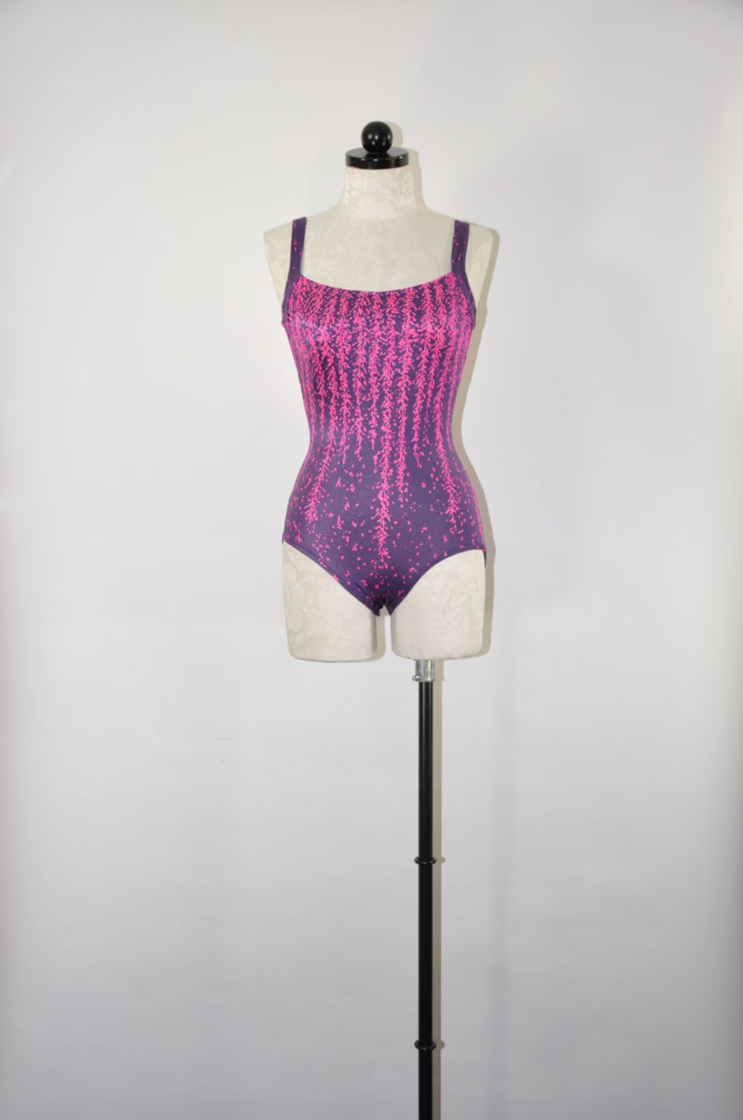 60s Rose Marie Reid Purple Hot Pink Wisteria Backless One Piece Swimsuit Women S