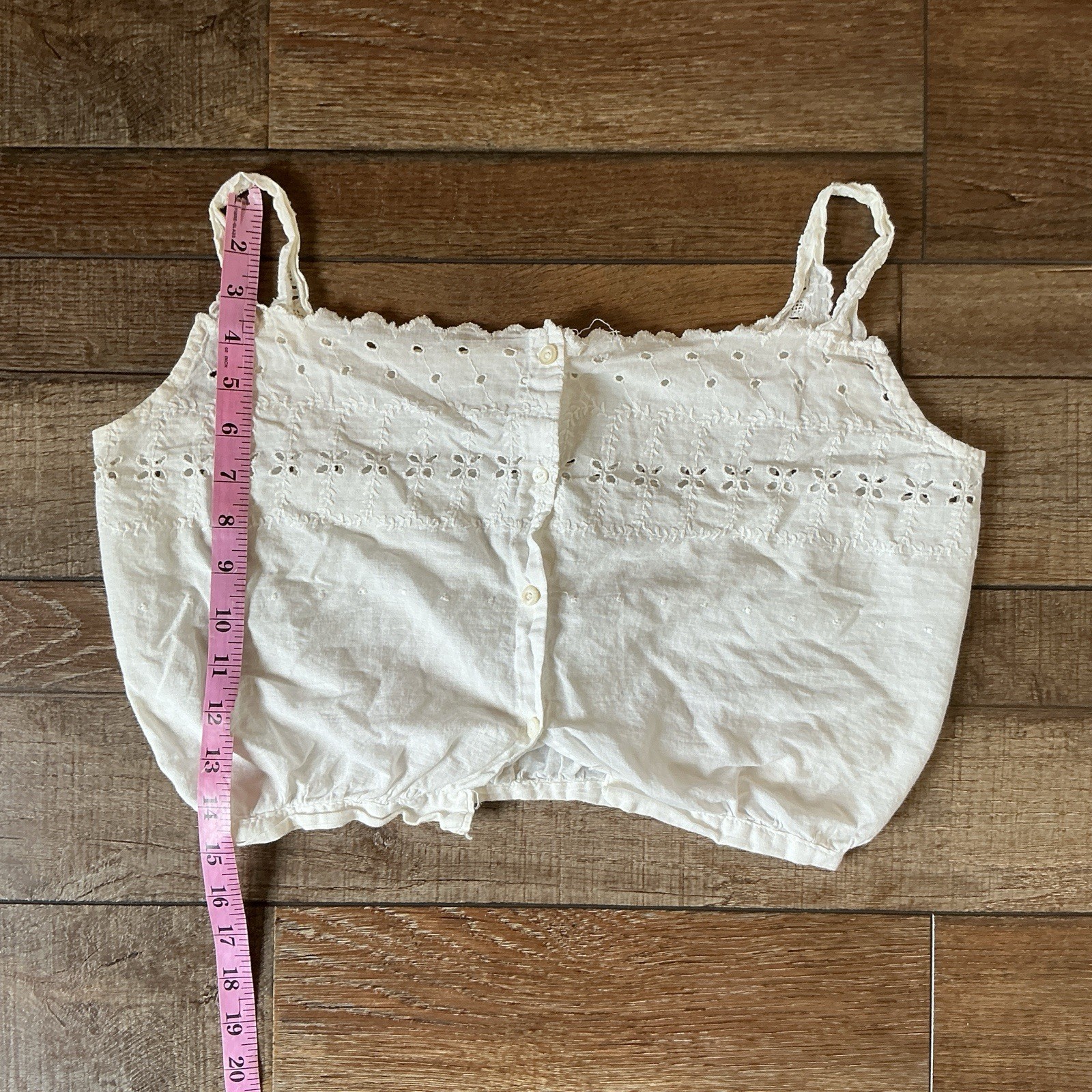 Antique Victorian Cotton Eyelet Camisole 39in Bust Button Corset Cover #33F4