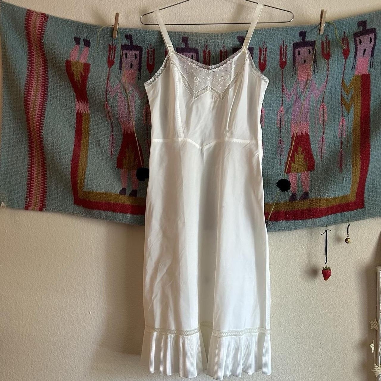 Vtg Deadstock Barbizon Endear 50s/60s White Tafredda Slip lace ruffle Sz 12 Miss