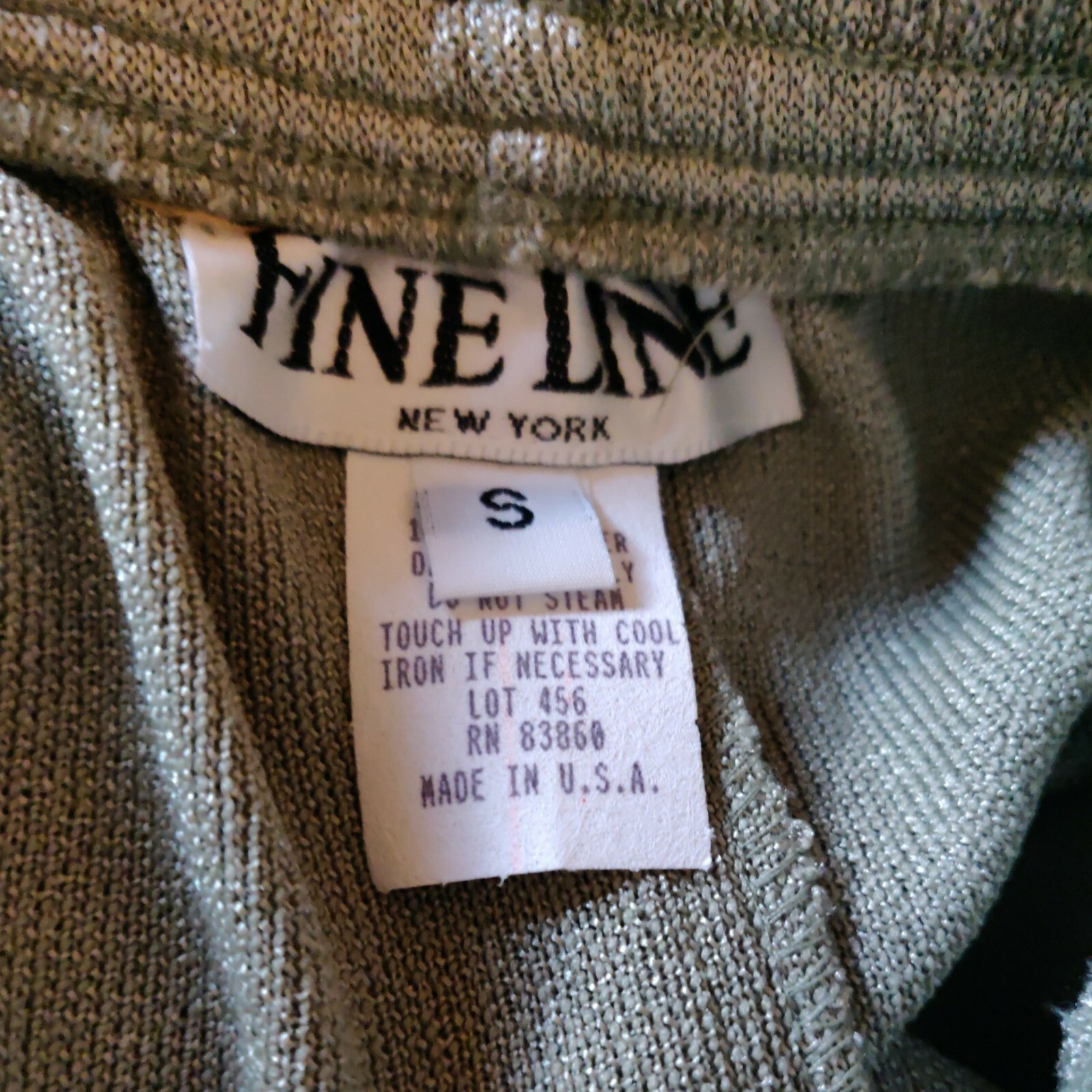 Fine Line vintage women’s S 2 pc. set top and pants green metallic (see below)