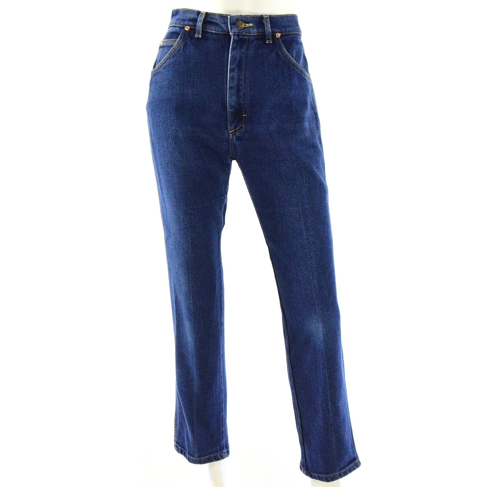 80s Vintage Lee High Waist Jeans Straight Leg Womens Size 4 Dark Wash Tapered