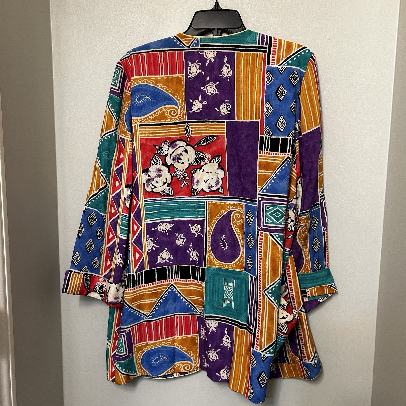 VINTAGE LADY CAROL OF NEW YORK OPEN FRONT Jacket Blazer Multicolored Abstract 10