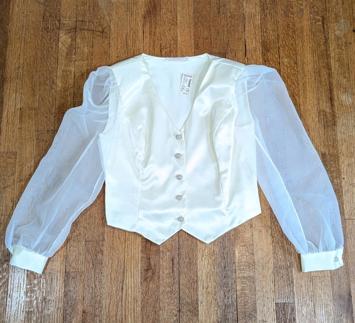 Vintage Michael Marcella Blouse Fitted W/ Sheer Sleeve Women’s Size 10 Victorian