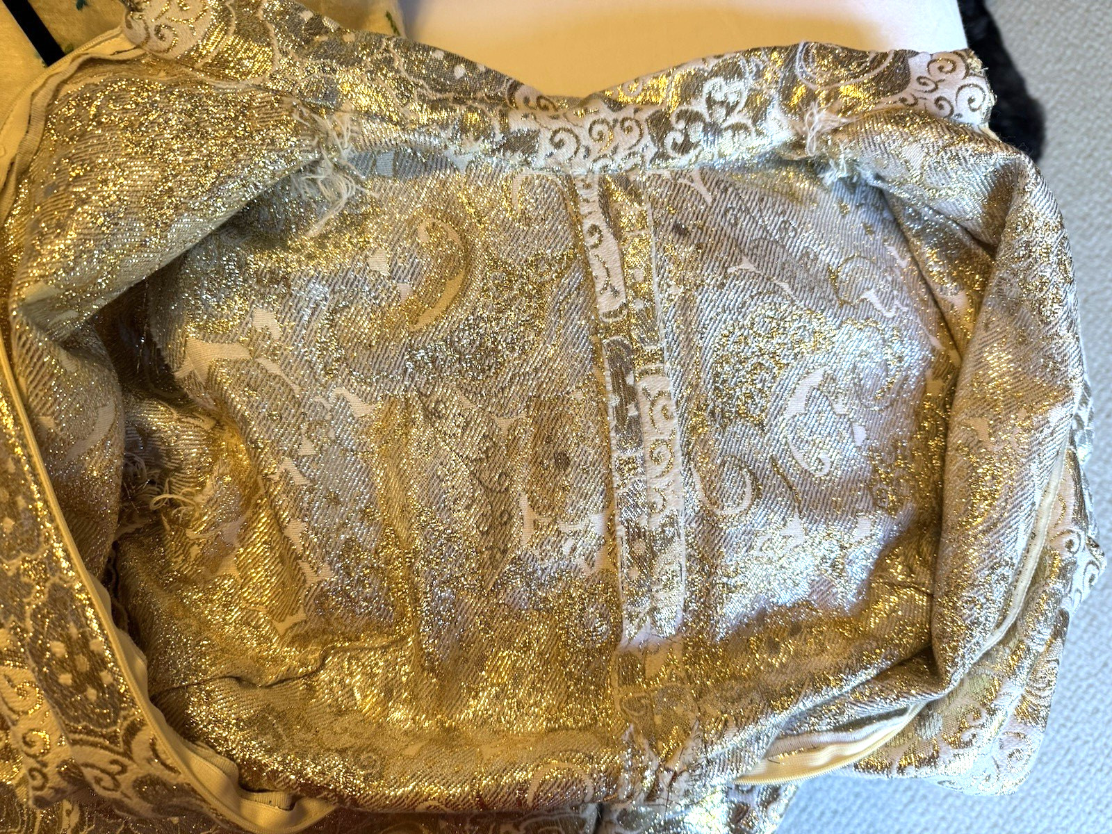 Vintage handmade Silver and Gold Brocade Dress, medium, Stunning !!