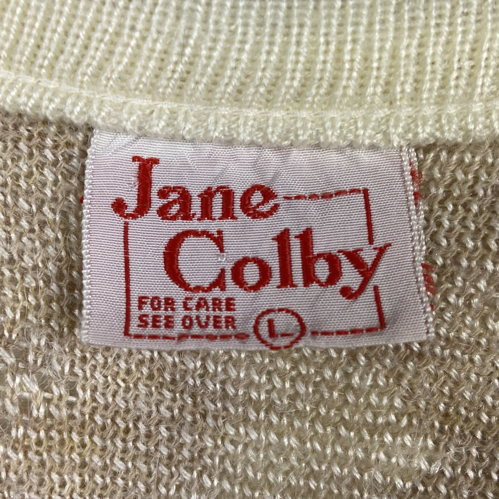 Jane Colby Women’s VTG 1970s Tan Zig Zag Knit Mod Sweater Vest