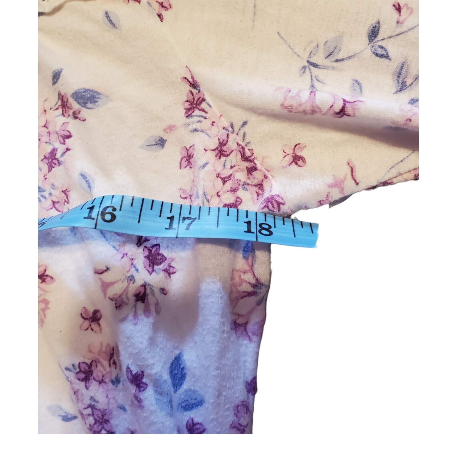 VTG Earth Angel Women’s S Nightgown Full Length White Purple Blue Floral Snaps